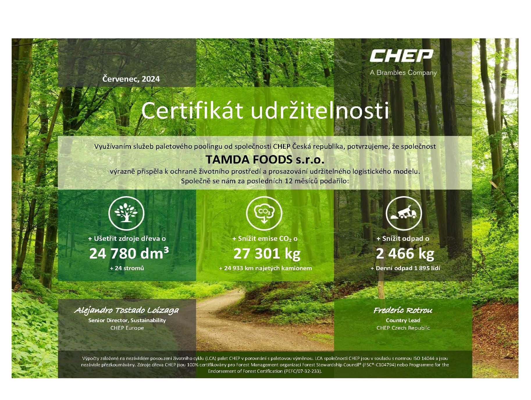 CHEP is helping Tamda Foods reduce emissions
